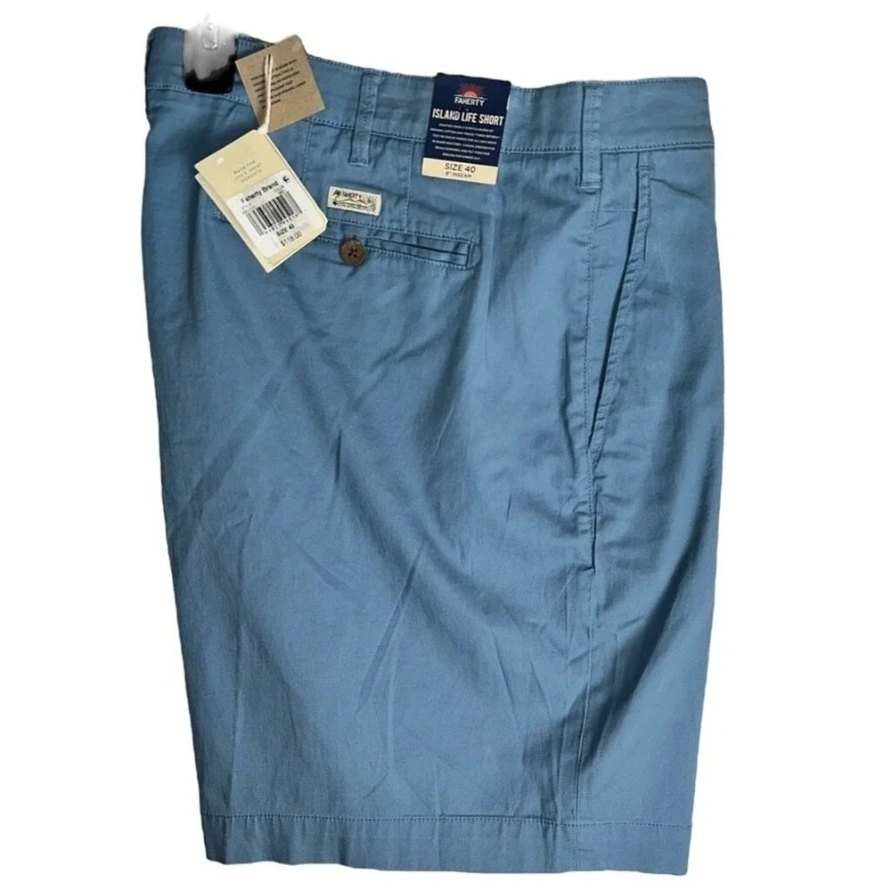 Faherty 40 Waist Island Life Organic Cotton Blend Blue Shorts 8
